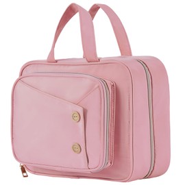 TRO&HOM Toiletry Bag for Women,Toiletry Travel Bag with Hanging Hook,Water-resistant Cosmetic Bag Travel Full-size Toiletry Organizer for Accessories, Shampoo, Toiletries