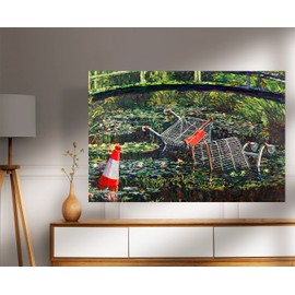 Show Me The Monet By Banksy Canvas Pictures Framed Prints Wall Art Home Office Work Artwork Graffiti 30 x 20cm (12 x 8 inches) A4