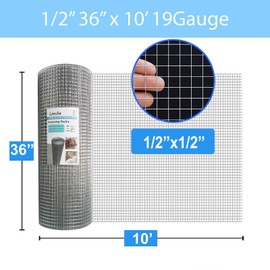 LAN JIA 36 inch×10 ft Hardware Cloth, 19 Gauge 1/2 inch Galvanized Hardware Cloth, Galvanized Welded Wire Fence Supports Poultry Netting Chicken Coop Cover Wire Fencing…
