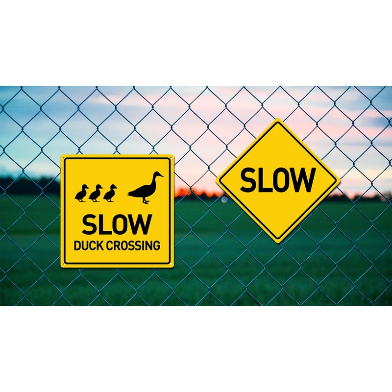 BTHUKO Slow: Duck Crossing Silhouette 12" X 12", Funny Novelty