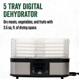 LEM Products 5-Tray Digital Dehydrator, Plastic and Stainless Steel, Black and Silver
