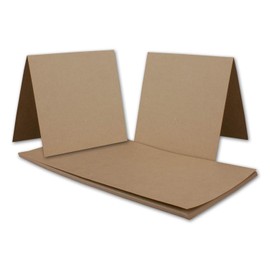 25 x Vintage Kraft Paper Folding Cards Square - 150 x 150 mm - Sand Brown - Recycled - 350 g/m² Blank Craft Cards I Environment by Gustav Neuser®