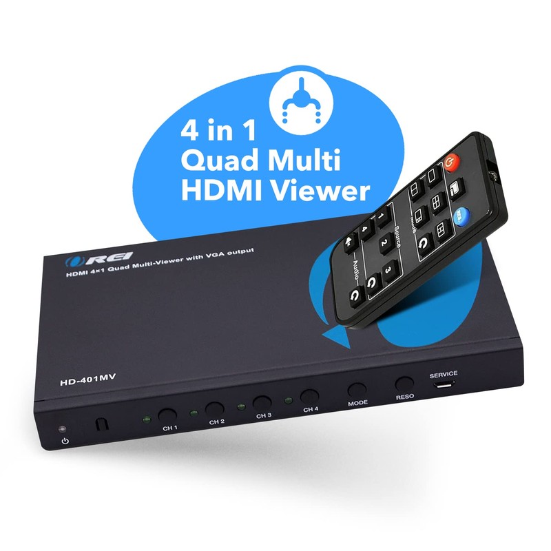 OREI HDMI Switcher 4 in 1 Out with Quad Screen