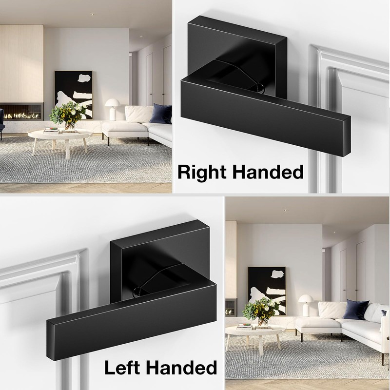 Brightify Black Front Door Handle, Modern Exterior Door Handle with