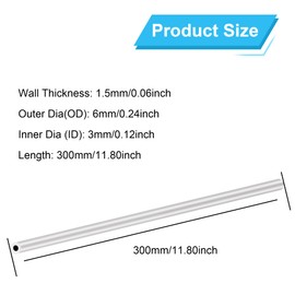 LAVMHAB 6063 Aluminum Tube 6mm OD x 3mm ID 1.5mm Wall Thickness 300mm Length, Aluminum Round Tubing Seamless Straight Pipes (2pcs)