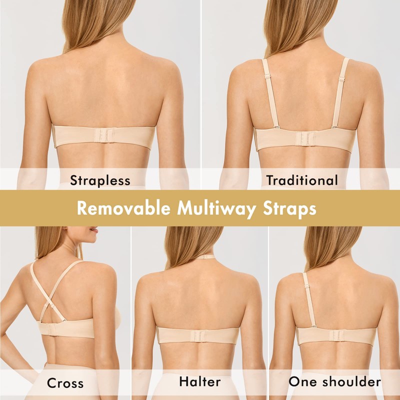 DELIMIRA Women's Strapless Bra Minimizer Seamless Underwire Unlined Bandeau for