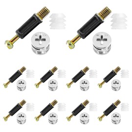 BokWin 10 Set 35mm Cam Lock Screws for Furniture,3 in 1 Cam Lock Fasteners,Cam Fitting with Dowel and Pre-Inserted Nut for Cabinet Drawer Connecting