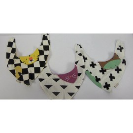 Kidsneed Triangle Snap Closure Teething Baby Bandana Animal Drool Bibs Set of 3