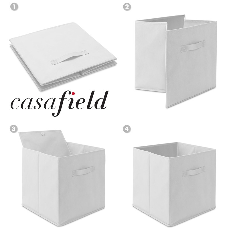 Casafield Set of 6 Collapsible Fabric Cube Storage Bins, White