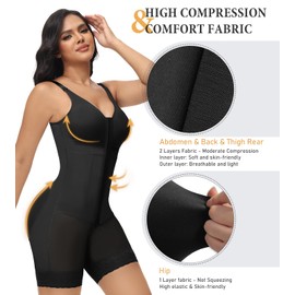 M MYODRESS Shapewear for Women Tummy Control Corset Women's Bodysuits BBL Faja Colombiana Booty Lifting Full Body Shaper Plus Size Postpartum Post Surgery Liposuction Compression Garment Girdle Black