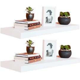 SISHHOME Floating Shelves 24 x 12 x 2 inches Set of 2,Large Wide Panel Hanging Wall Shelf for Kitchen Room,Study Room,Bedroom,Barthroom