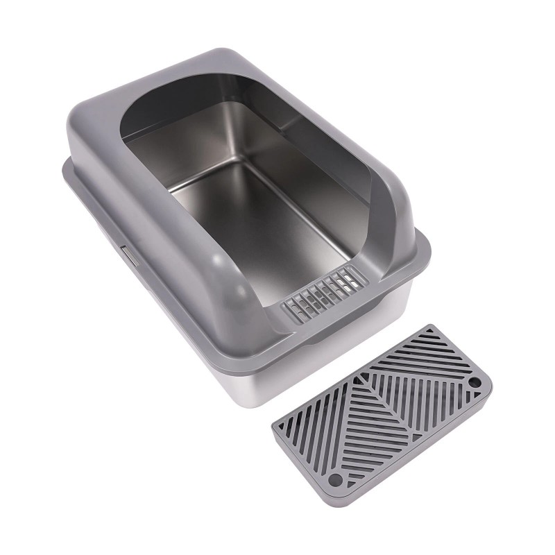 Stainless Steel Cat Litter Box Floor-mounted Cat Litter Pan+Cat Litter