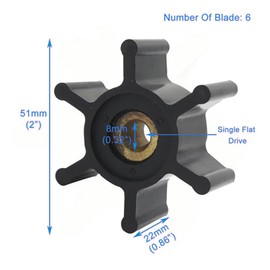 XRmarine 6303-0003 09-824P Seawater Pump Flexible Impeller 124223-42092 for Jab-SCO John-Son and Compatible with Yan-mar 128296-42070