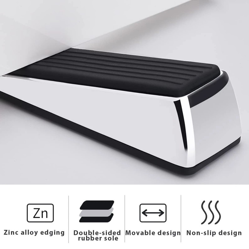 CDBOVID Metal Door Stop, Premium Rubber Heavy Door Stopper, Wedge