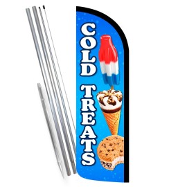 Cold Treats - Ice Cream Premium Windless Feather Flag Bundle (Complete Kit) OR O - Flag Only