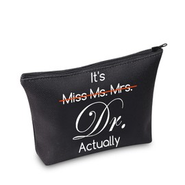 PHD Graduation Gift PHD Candidate Survivor Gift Doctorate Degree Gifts It's Miss Mrs Ms Dr Actually Funny New Doctor Cosmetic Makeup Bag(It Dr Actually blU)