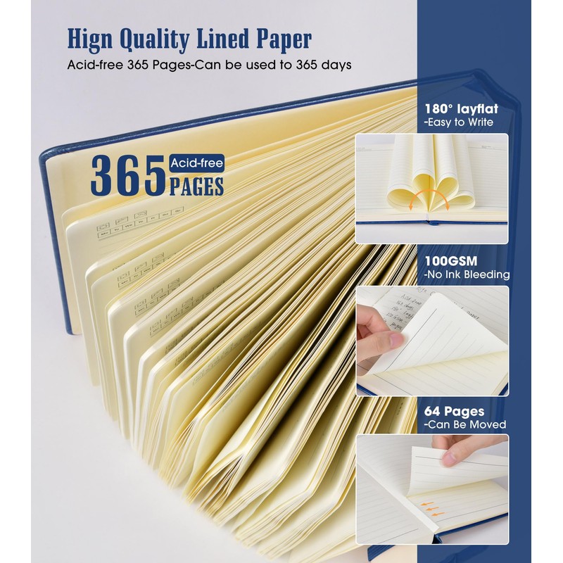 Lined Journal Notebook, 365 Pages A4 Large Journals for Writing