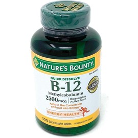 Nature's Bounty Vitamin B-12 2500 mcg, 300 Quick Dissolve Tablets