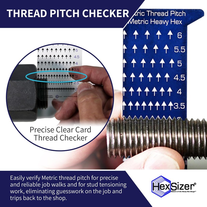 HexSizer Heavy Hex Nut, Bolt & Stud Gauge Tool &