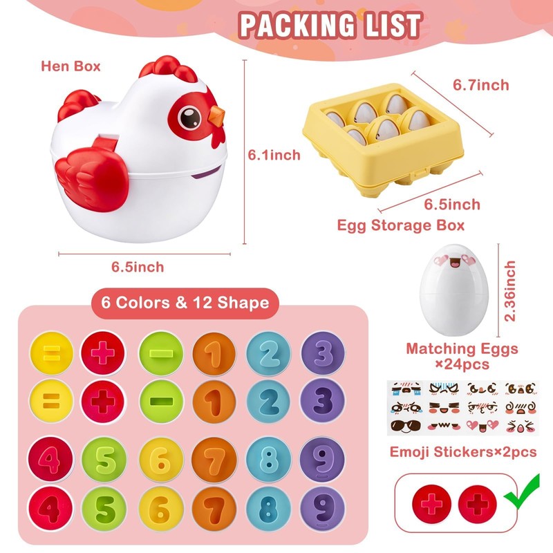 VROGTIK Easter Egg Matching Game for Toddlers - Educational Color