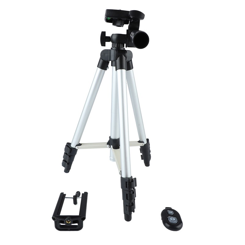 Camera Tripod with Mobile Phone Holder Portable Extendable Travel Camera