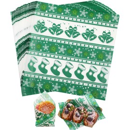 KIKISML 100 PCS Deli Paper Sheets 7x7 Inch, Christmas Decoration Food-grade Greaseproof Paper Food Basket Liners for Sandwiches, Burgers, Fries Wrapping Paper Sheets Green Christmas Bell Stocking