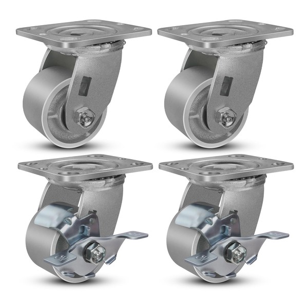 FOVERSWIVE 3"x2" Industrial Casters- Heavy Duty Casters,Cast Iron Wheel,Steel Casters