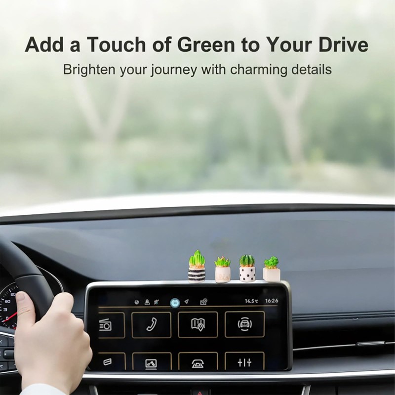 Mini Plants for Car Dashboard Decor, 4-Pack