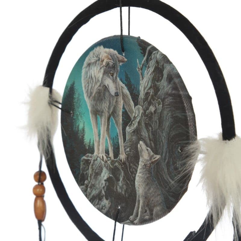 Dream Catcher Wolf + Puppy Gothic Esoteric Magic Indian Feathers