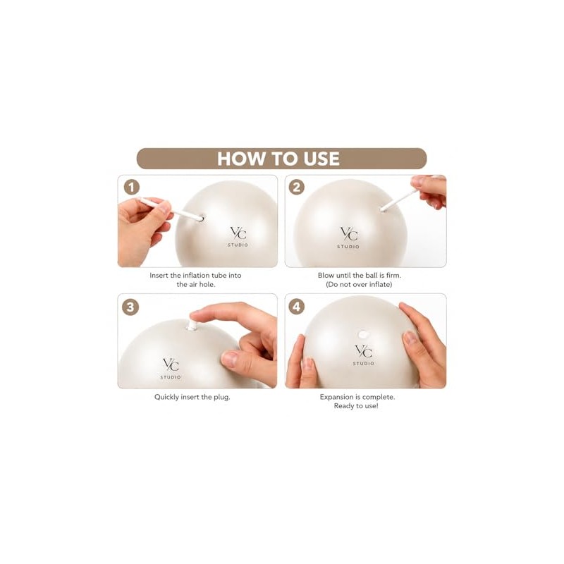 VC Studio Pilates Ball, 25cm, Lightweight 100g, Durable PVC, Non-Slip