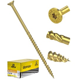 4mm x 80mm (Pack of 100) Yellow Hardened Countersunk Head Torx Wood Timber Construction Screw High Performacne Carpenter Screws