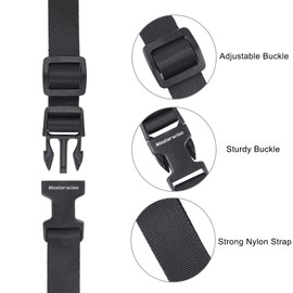 Masterwise Buckle Straps with Clips, Adjustable Nylon Straps with Buckle, Black 4 Pack (4‘x0.75“)