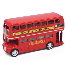 Classic Taxi Bus Double Decker Red Bus Models Toy, Metal Die Cast Free Wheeling Action Toy,Models Pull Back City Bus Accessories ModelsToy for Kids and Collectors -O