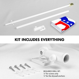 G128 Combo Pack: 6 Ft Aluminum Spinning Flagpole (White) & Democratic Party Flag 3x5 Ft, LiteWeave Pro Series Printed 150D Polyester | Pole with Flag Included