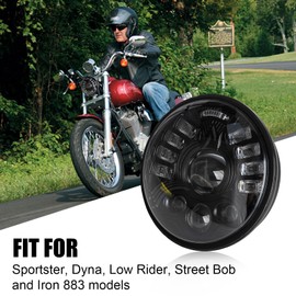 PSLER 5-3/4 5.75 Inch LED Headligh Motorcycle-High/Low Beam DRL Turn Signals Round Headlight for Sportster Dyna Street Bob Low Rider Wide Glide Iron 883