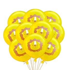 Lion Face Latex Balloons 12 Count, Cartoon Lion Birthday Party Balloons, Baby Shower, Classroom Decoration, Cute Lion Theme, 12 Inch Standard Size