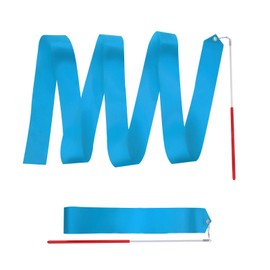 Abeillo 2pcs Rhythmic Dance Ribbons, 78.7 Inch Gymnastics Ribbon Dancer Wand Dancing Ribbon Streamers, Fits Artistic Dancing Gymnastics, Circus Carnival Shows, Baton Stick Twirling (Blue)