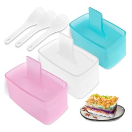 Musubi Mold,3 Pack Onigiri Mold,Musubi Maker Kit,Ball Rectangle Thousand Layer Sushi Maker,Home DIY Sushi(with 3 Rice Ladles)
