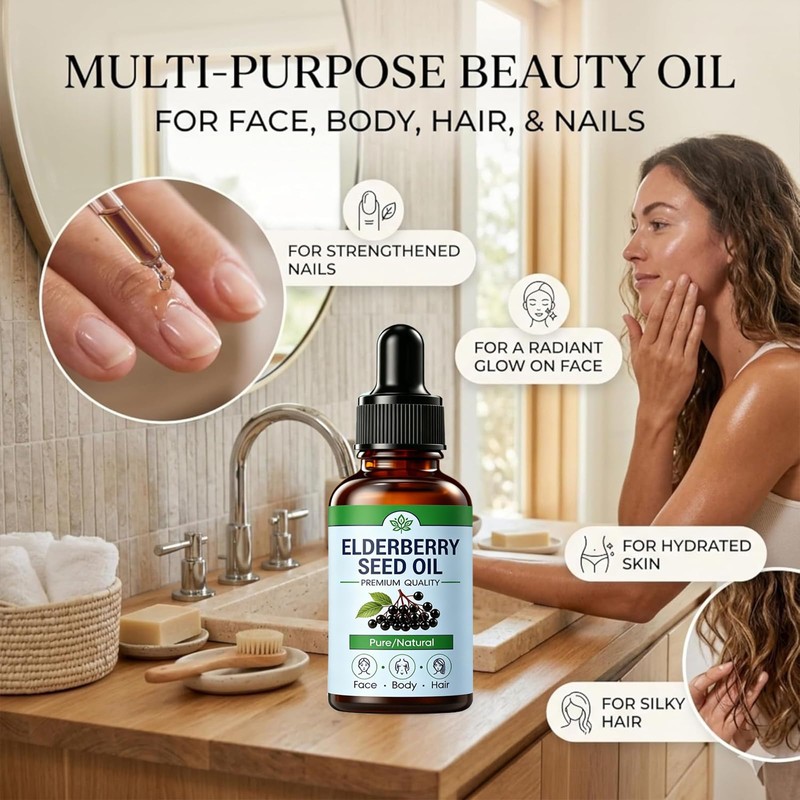 AQILUN Elderberry Seed Oil, Cold Pressed Elderberry Seed Oil, Pure