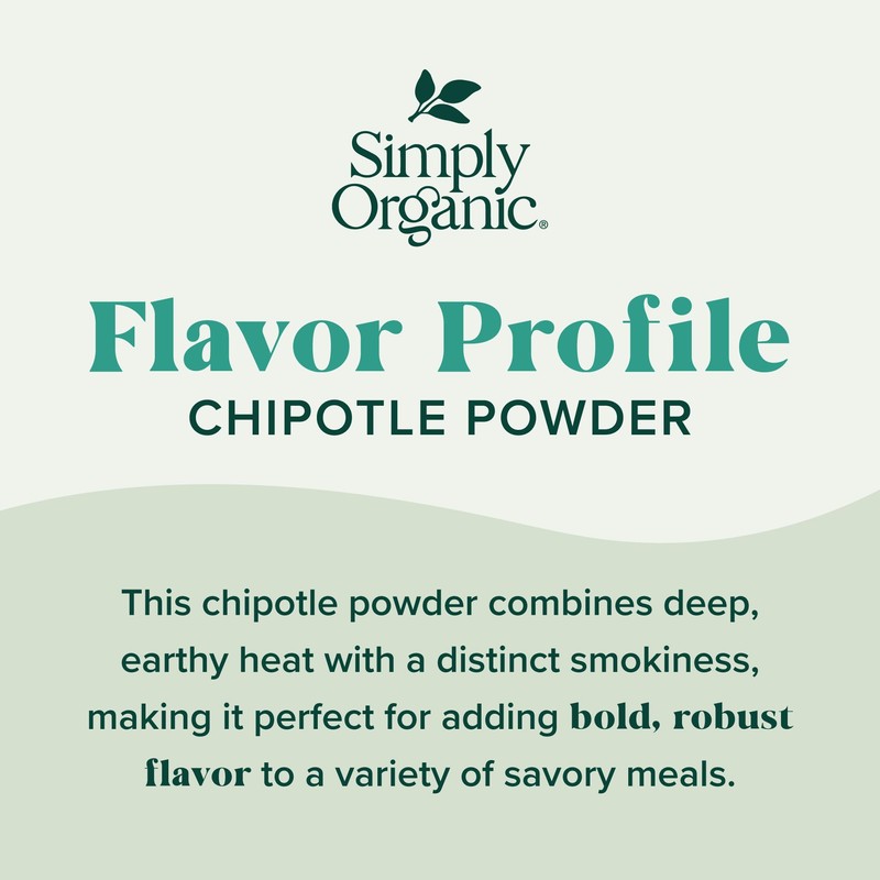 Simply Organic Chipotle Powder, 2.65 Ounce, Dried Smoked Jalapeno Peppers,