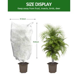 EAONE 4 Pack Plant Covers Freeze Protection, 47x71'' Winter Frosts Cloth for Outdoor Plants, Reusable Plant Blankets Drawstring Bags for Cold Frost Freeze Sun Protection Bird Insect Prevention, White