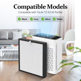 SAKEGDY TZ-K2 Replacement Filter Compatible with ToLife Air Cleaner Purifier TZ-K2, 3-in-1 High-Efficiency H13 HEPA TZ-K2 Filter, Activated Carbon and Pre-Filter, TZ-K2-A Replacement Filter, 4 Packs