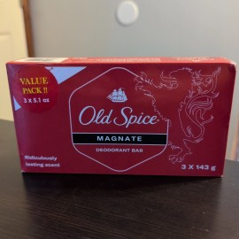 Old Spice Magnate Bar Soap 3 Deodorant Bars 5.1 oz Each Bar Long Lasting Scent