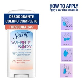 Desodorante Mujer Secret Whole Body Durazno/vainilla 68g