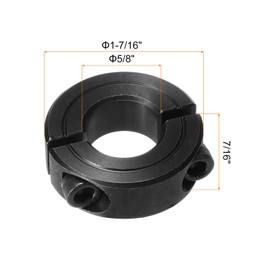 MECCANIXITY Shaft Collar 5/8" Bore Double Split Carbon Steel Clamping Collar Shaft Collars with Set Screw Black