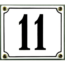 Buddel Bini Enamel House Weatherproof 11 White 12 x 14 CM; Available immediately Enamel House Number