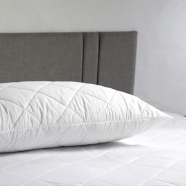 SK MERCHANDISE 1 Pack Hotel Quality with Quilted Cover- Premium Filled Pillows for Side, Stomach and Back Sleeper, Down Alternative Bed Pillow-Soft Hollow-Fiber Hotel Pillows