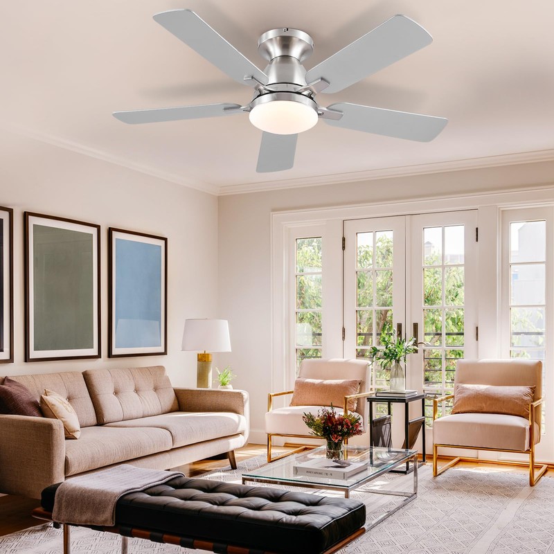 Mpayel Ceiling Fans with Lights, 46'' Indoor Low Profile Ceiling
