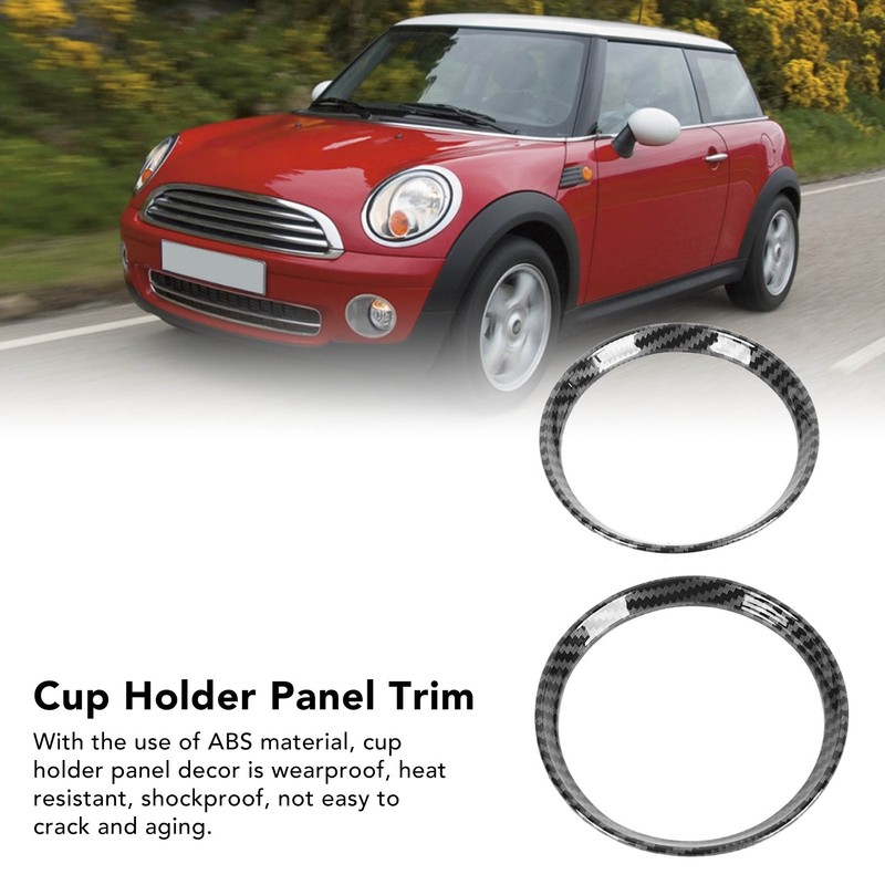 2Pcs Cup Holder Panel Cover Carbon Fiber Pattern Anti Scratch