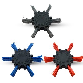 WA 3PCS - Nylon Flap Brush 4" (Coarse/ Medium/ Fine), (80/ 120/ 240 Grits) with 1/4" inch Shank, Assorted Grits Coarse/ Medium/ Fine, Aluminum Oxide Impregnated Nylon Bristles, for Die Grinder